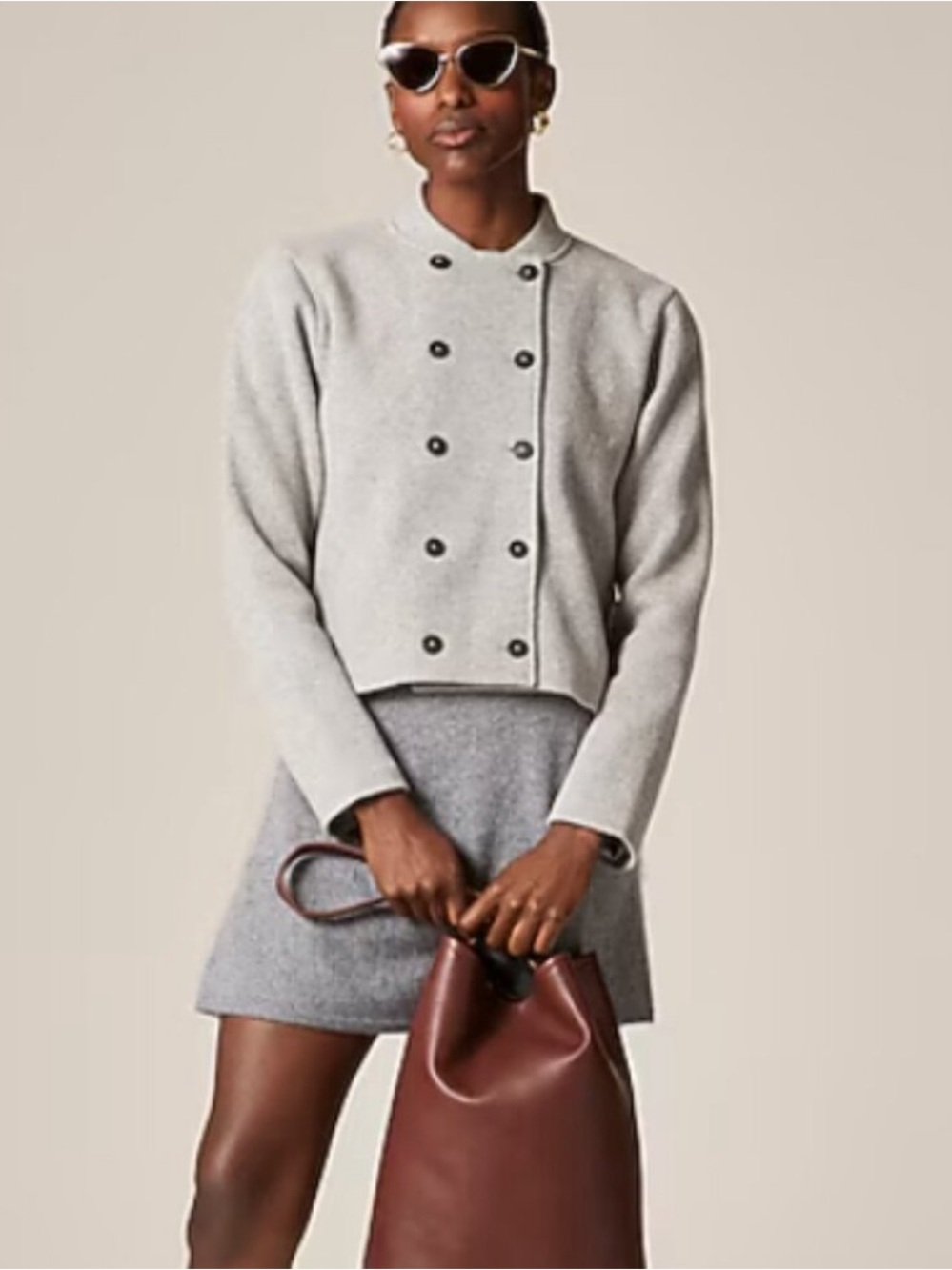 J. Crew Double-Breasted Knit Wool Blend Baseball Collar Jacket Sweater